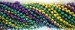33 inch 07mm Round Metallic Purple Gold and Green Mardi Gras Beads - 6 Dozen (72 necklaces)