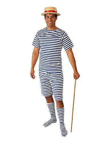 Alexanders Costumes Bathing Suit Male, Blue/White, Medium