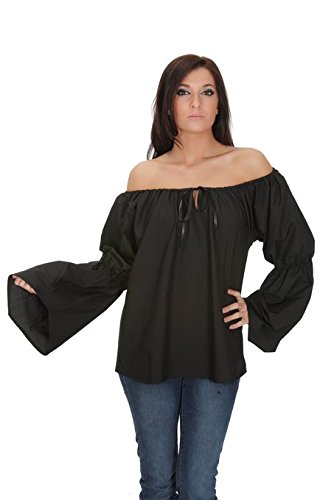 Authentic Renaissance Pirate Cotton Chemise Top Medieval Peasant Wench Costume SC88526B (S)