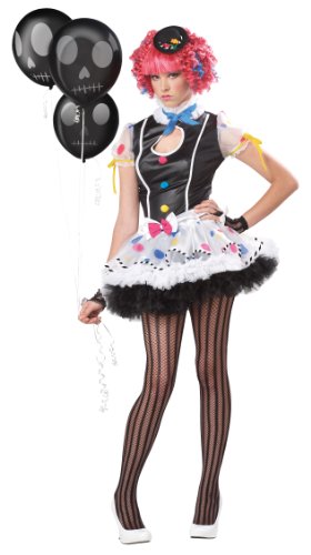 California Costumes Sassie The Clown Dress, Black/White, 11-13 Costume