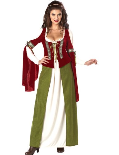 California Costumes Women’s Maid Marian Marion Renaissance Medieval L Red And Olive