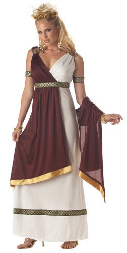California Costumes Women’s Roman Empress Costume,White/Burgundy, Medium
