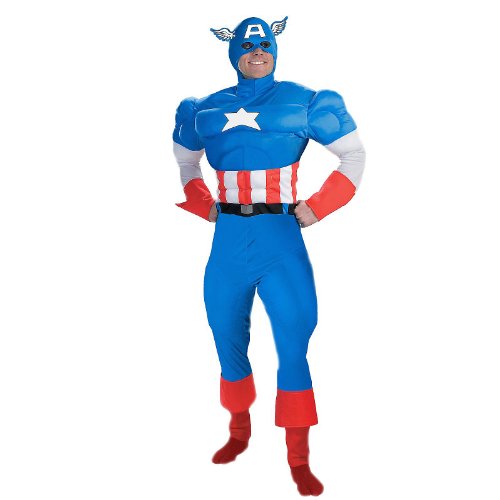 Captain America Deluxe Muscle Halloween Costume Size: 38-40