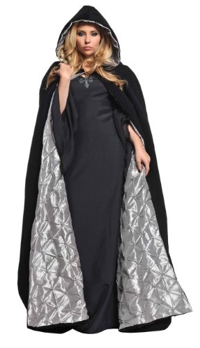Deluxe Black Velvet and Silver Satin Cape