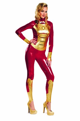 Disguise Marvel Iron Man 3 Mark 42 Lycra Sassy Womens Adult Bodysuit Costume, Gold/Red, X-Large/18-20