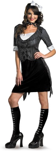 Disguise Unisex Adult Sassy Jack Skellington, Black/White, Large (12-14) Costume