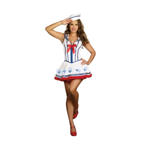 Dreamgirl Anchor Management Sailor Costume White/Blue/Red, X-Large