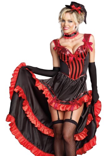 Dreamgirl Can Can In Paris Cabaret Costume, Black/Red, X-Large