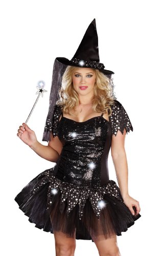Dreamgirl Plus Starry Night Witch Costume, Black, 3X/4X