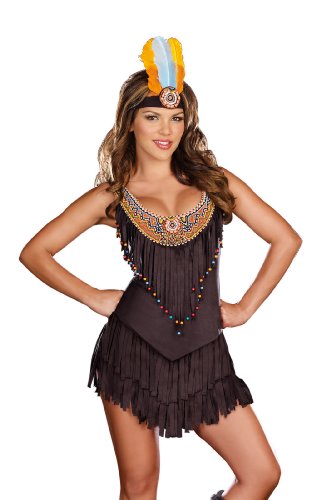 Dreamgirl Reservation Royalty Native American Costume, Black, Medium