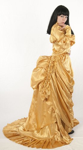 Dress Like A Pirate Brand “1869” Satin Bustle Skirt Real Clothing not Costume (UK24, New Gold)