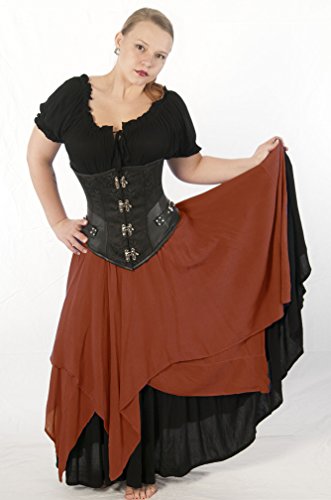 Dress Like A Pirate Brand Two Layer 8 Point Crinkle Gauze Gypsy Skirt (Plus, Rust)