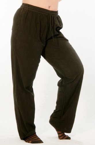 Dress Like A Pirate Easy Fit Elastic Waist Heavy Cotton LARP Pants (Medium, Black)