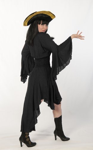 Dress Like A Pirate Romantic Renaissance LARP “Lady Cutlass Dress or Blouse (O/S, Black)