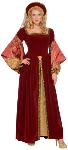Forum Deluxe Designer Collection Anne Boleyn Costume Dress and Headband, Red/Gold, X-Large