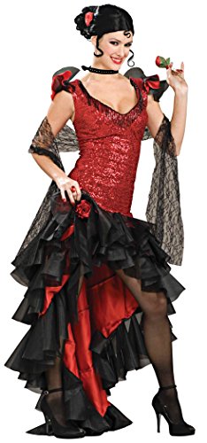 Forum Deluxe Designer Collection Spanish Dancer Costume, Black/Red, Large