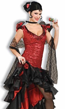 Forum Deluxe Designer Collection Spanish Dancer Costume, Black/Red, X-Large