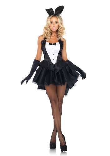 Leg Avenue 3-Piece Tux And Tails Bunny Tuxedo Costume, Black/White, Small/Medium