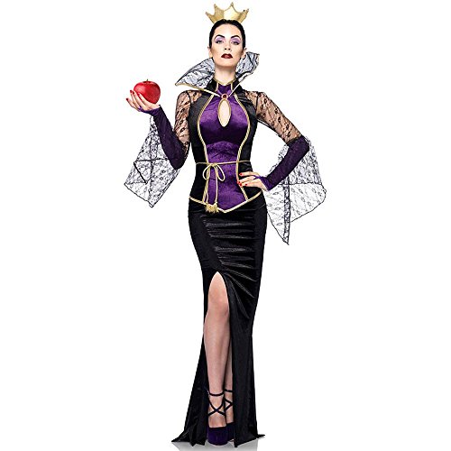 Leg Avenue Disney 3Pc.Evil Queen Includes Dress Belt and Crown Head Piece, Black, Small