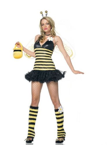 Leg Avenue Women’s 4 Piece Daisy Bee Costume Includes Head Piece With Petticoat Dress And Leg Warmers Yellow/Black Medium/Large