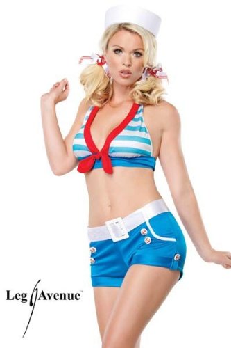 Leg Avenue Women’s Sexy Sailor Pin Up Costume, Blue, X-Small