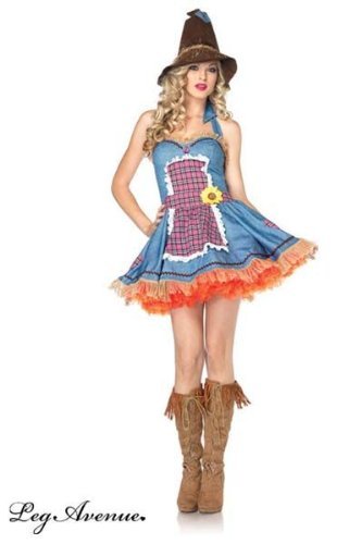 Leg Avenue Women’s Sunflower Scarecrow Costume, Blue/Multi, Medium/Large
