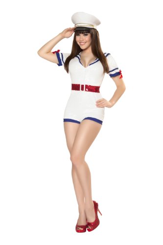 Roma Costume 2 Piece Playful Pinup Captain As Shown, White, Small