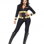2-PC-Red-Blaze-Firefighter-Catsuit-Set-Large-Black-0