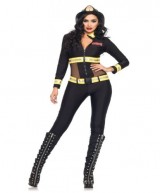 2-PC-Red-Blaze-Firefighter-Catsuit-Set-Large-Black-0