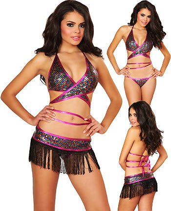 3WISHES ‘Fringe Reflections Dancewear’ Sexy Rave Clubwear for Women