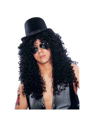 80’s Guitar Rock Star Deluxe Black Wig