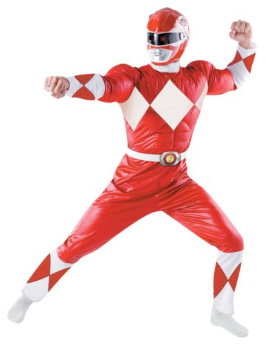 Adult (42-44 Jacket) Muscle Padded Red Ranger Classic Costume