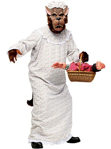 Big Bad Granny Wolf Adult Costume (As shown;One Size)