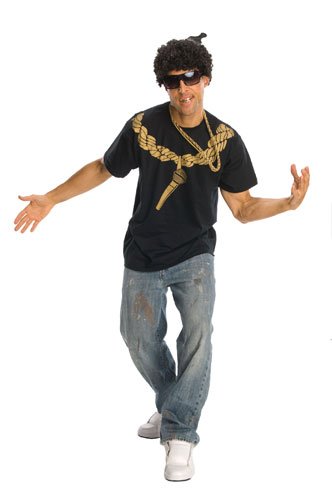 Black Mens Halloween Hip Hop Microphone Shirt