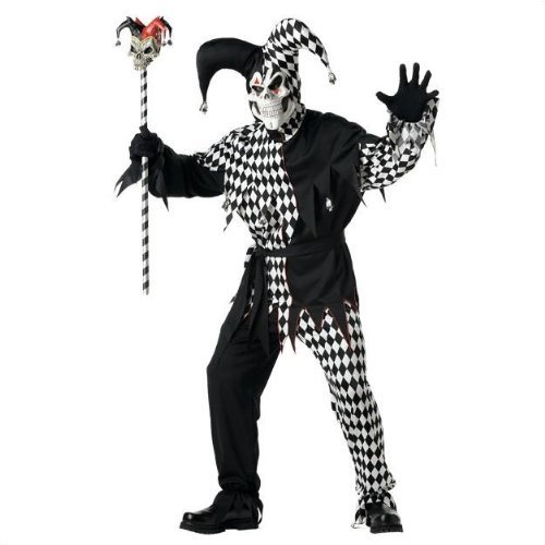 Black and White Evil Jester Adult Costume
