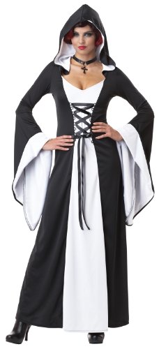 California Costumes Women’s Deluxe Hooded Robe Adult, White/Black, Small