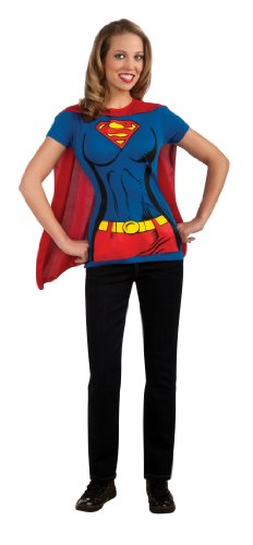 DC Comics Super-Girl T-Shirt With Cape, Blue, Medium Costume
