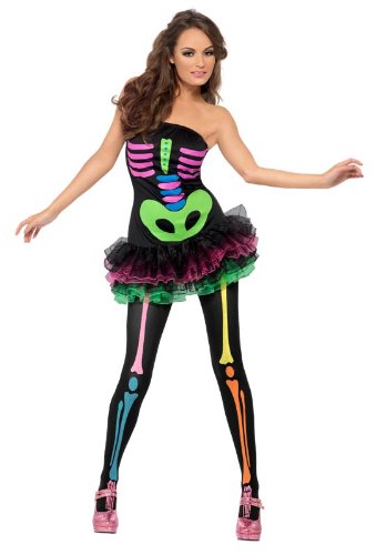 Fever Neon Skeleton Costume, Multi, Small